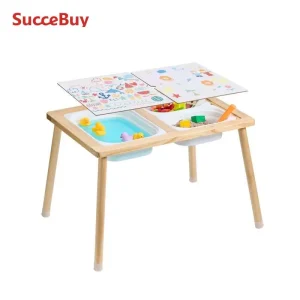 SucceBuy Wooden Sensory Table for Kids